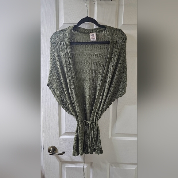 Faded Glory Sweaters - Faded Glory Crocheted Cardigan Army Green. XL (15/18)